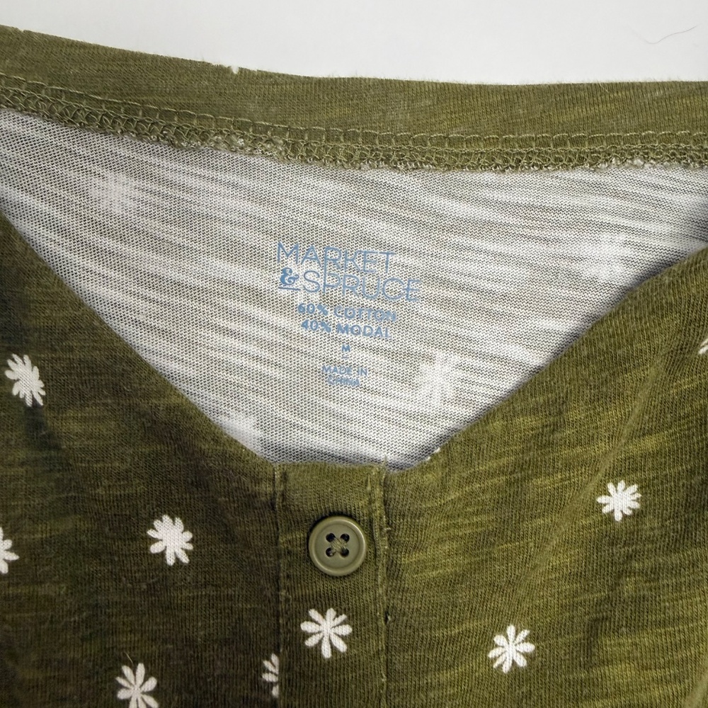 Market & Spruce Mira Spaghetti Strap Maxi Dress M Olive Green Floral Pockets - Picture 4 of 10